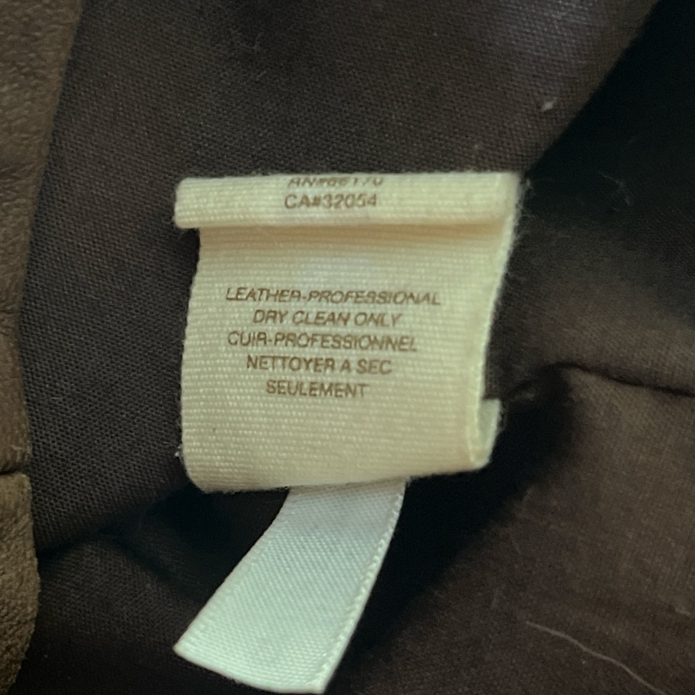 Brown leather button up jacket with double-breast… - image 5